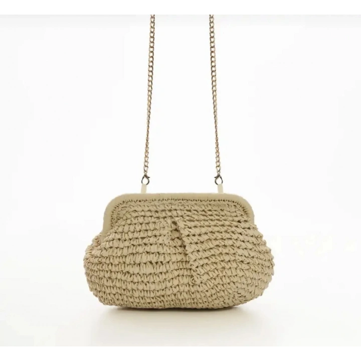 Mng Model Ekru Rattan Clutch Çanta