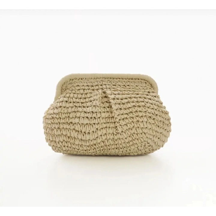 Mng Model Ekru Rattan Clutch Çanta