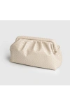 Aura Ekru Örgü Dokulu Clutch Omuz ve Çapraz Çanta