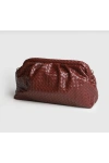 Aura Bordo Örgü Dokulu Clutch Omuz ve Çapraz Çanta