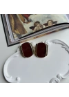Vintage Bordo Plaka Küpe