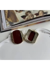 Vintage Bordo Plaka Küpe