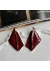 Asimetrik Plaka Küpe Bordo