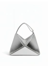 Glow Gümüş Rugan Üçgen Detaylı El Omuz ve Çapraz Çanta