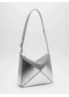 Glow Gümüş Rugan Üçgen Detaylı El Omuz ve Çapraz Çanta