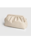 Aura Ekru Örgü Dokulu Clutch Omuz ve Çapraz Çanta