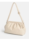 Aura Ekru Örgü Dokulu Clutch Omuz ve Çapraz Çanta
