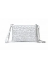 Yıldız Desenli Gümüş Simli Clutch Portföy Çanta