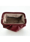 Aura Bordo Örgü Dokulu Clutch Omuz ve Çapraz Çanta