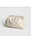 Aura Ekru Örgü Dokulu Clutch Omuz ve Çapraz Çanta
