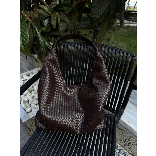 Coze Örgü Dokulu Acı Kahve Omuz Çantası