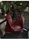 Coze Örgü Dokulu Bordo Omuz Çantası