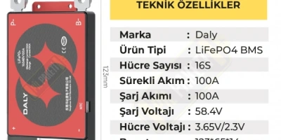 Daly LiFePO4 BMS 16S 100A Balanslı Batarya Yönetim Sistemi İncelemesi