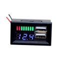 12V Akü Kapasite Göstergesi 5V 2A USB Çıkışlı Panel Tipi