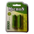 Micron - AA Boy 1.2 Volt 2500 mAh Ni-Mh Şarjlı Pil - Başlı -2li Blister