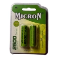 Micron - AA Boy 1.2 Volt 2500 mAh Ni-Mh Şarjlı Pil - Başlı -2li Blister