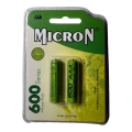 Micron - AAA Boy 1.2 Volt 600 mAh Ni-Mh Şarjlı Pil - Başlı -2li Blister