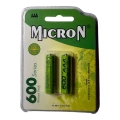 Micron - AAA Boy 1.2 Volt 600 mAh Ni-Mh Şarjlı Pil - Başlı -2li Blister