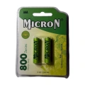 Micron - AAA Boy 1.2 Volt 800 mAh Ni-Mh Şarjlı Pil - Başlı -2li Blister