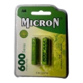 Micron - AAA Boy 1.2 Volt 600 mAh Ni-Mh Şarjlı Pil - Başlı -2li Blister