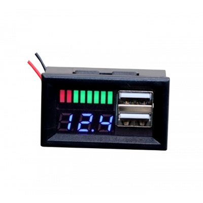 12V Akü Kapasite Göstergesi 5V 2A USB Çıkışlı Panel Tipi