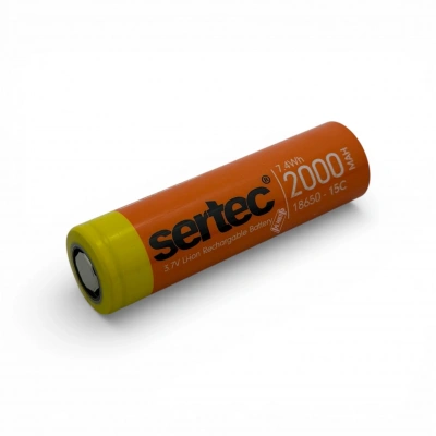 Sertec - Şarjlı Pil - Lityum İyon - 3.7v 2000 mAh - 18650 Boy - 30a - Başsız
