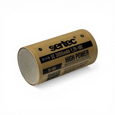 Sertec - Şarjlı Pil - Ni-Mh- 1.2 Volt 3000 mAh - SC Boy - 10c - Başsız