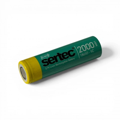 Sertec - Şarjlı Pil - Lityum İyon - 3.7v 2000mAh - 18650 Boy - 1c - Başsız