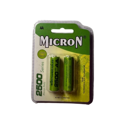 Micron - AA Boy 1.2 Volt 2500 mAh Ni-Mh Şarjlı Pil - Başlı -2li Blister