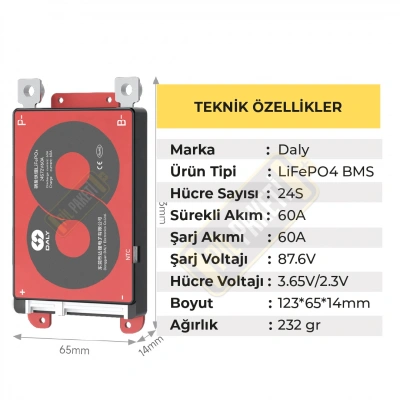 Daly - Lifepo4 Bms - 24s 60a - Balanslı