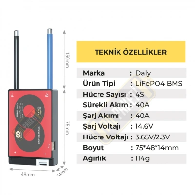 Daly - Lifepo4 Bms - 4s 40a - Balanslı