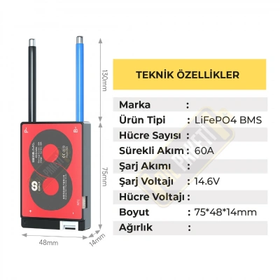 Daly - Lifepo4 Bms - 4s 60a - Balanslı
