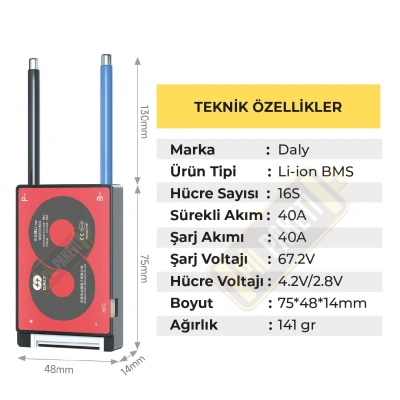 Daly - Lityum İyon Bms - 16s 40a - Balanslı