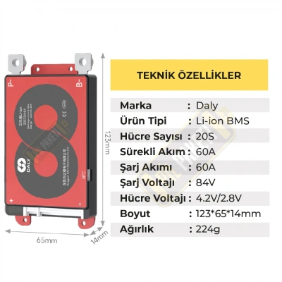 Daly - Lityum İyon Bms - 20s 60a - Balanslı