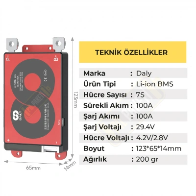 Daly - Lityum İyon Bms - 7s 100a - Balanslı