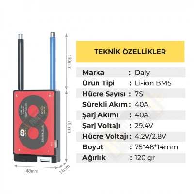 Daly - Lityum İyon Bms - 7s 40a - Balanslı