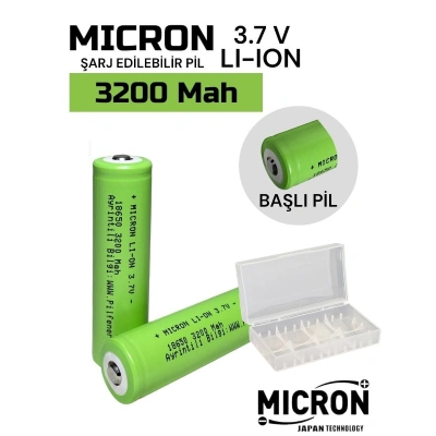 Micron - 18650 Boy - 3.7 Volt 3200 mAh 3C Li-ion Şarjlı Pil -Başlı