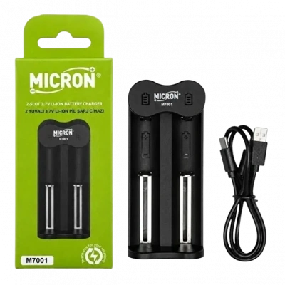 Micron M7001 2 Yuvalı 18650 Li-Ion Pil Şarj Cihazı - Type-C