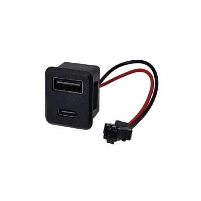 Panel Tipi - Type-C + USB Şarj Soketi - Kare