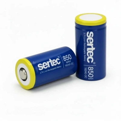Sertec 16340 3.7V 850 mAh Li-ion Şarjlı Pil - Başlı