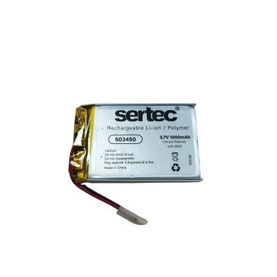 Sertec - Polimer Pil - 503450 - 3.7 volt 1000 mAh - Devreli