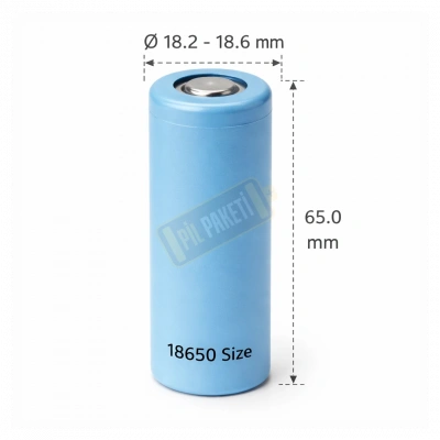 Sertec - Şarjlı Pil - Lityum İyon - 3.7v 2450mAh - 18650 Boy - 12c - Başsız