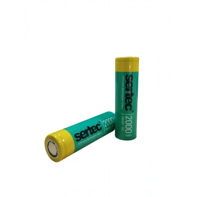 Sertec - Şarjlı Pil - Lityum İyon - 3.7v 2000mAh - 18650 Boy - 1c - Başsız