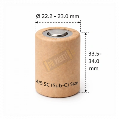 Sertec - Şarjlı Pil - NiCD - 1.2 Volt 1500 mAh - 4/5 SC Boy - 10c - Başsız