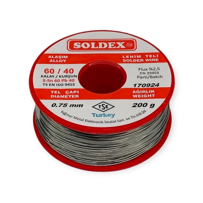 Soldex Lehim Teli - Sn60 Pb 40 - 0.75mm - 200 gr