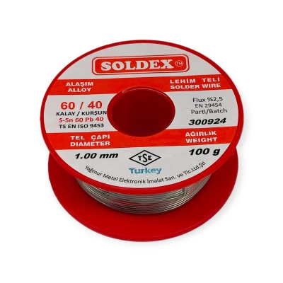 Soldex Lehim Teli - Sn60 Pb40 - 1mm - 100 gr