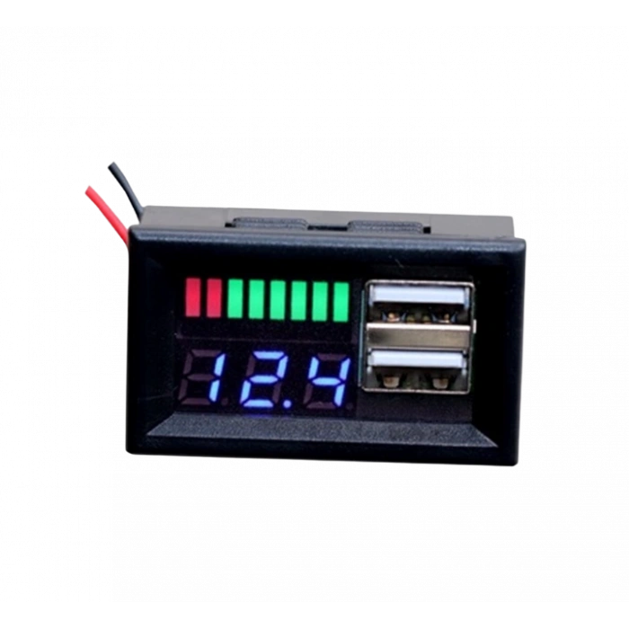 12V Akü Kapasite Göstergesi 5V 2A USB Çıkışlı Panel Tipi