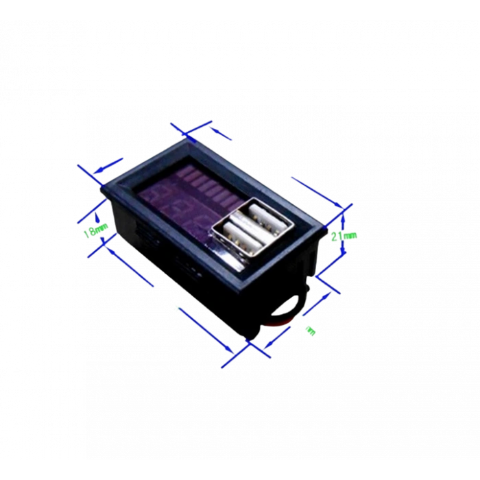 12V Akü Kapasite Göstergesi 5V 2A USB Çıkışlı Panel Tipi