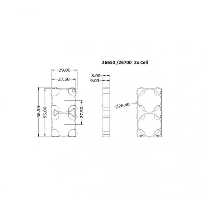 26650 Pil Tutucu Holder (2li)
