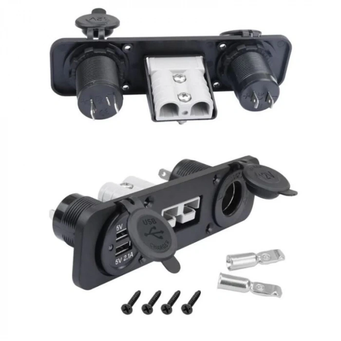 Dişi Araç Çakmaklık ve 2x5V USB Paneli - Anderson Power Soketli